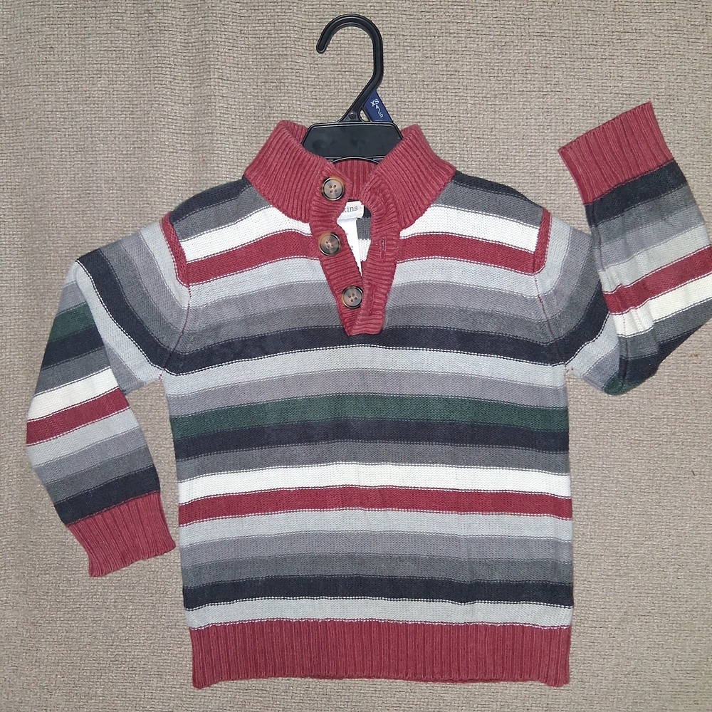 Toughskins Red and Gray Striped Sweater.
